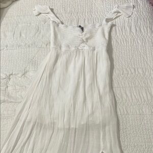 White Sleeveless Dress with Off the Shoulder Straps